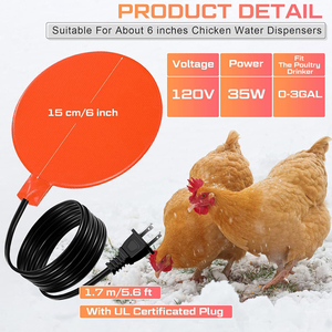 <span class=keywords><strong>Chauffe</strong></span>-<span class=keywords><strong>eau</strong></span> <span class=keywords><strong>flexible</strong></span> en silicone 120 V 35 W pour poulets et volailles, pour seau métallique - Product Image 4