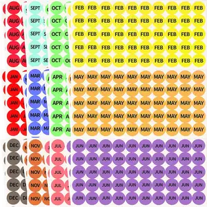 Maand Stickers 12 Maanden Van Het Jaar Kleurcodering Label Stickers Ronde Maand Etiketten Zelfklevende Stickers 1 Inch