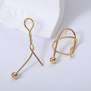 Boucles d'oreilles personnalisées transfrontalières en fil torsadé pour l'exportation, style froid, boucle en fil de cuivre, couleur pour femme, préservation de la couleur - Product Image 4