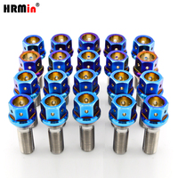 HRMin haute qualité Gr5 titane 60 degrés cône siège Auto brûlé bleu roue boulon titane boulon M14 * 1.25*28mm pour voiture de course