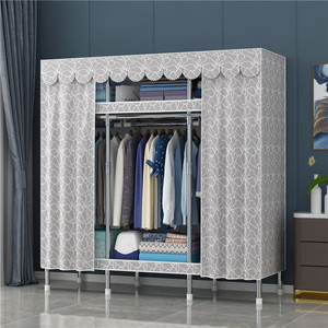Armadio professionale per camera da letto armadi assemblati in tubo d'acciaio con rivestimento in tessuto armadio organizzatore di vestiti - Product Image 4