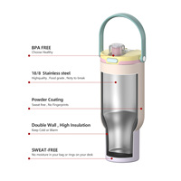 ANSHENG Vaso Térmico de Acero Inoxidable 304 de Grado Alimenticio de 40oz con Asa para Beber de Forma Segura
