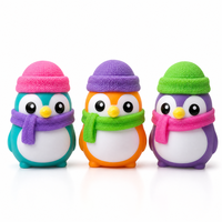 Jouets Squishy Pingouin en Mousse à Rebond Lent, Mignons, 3 Styles, avec Bonnet et Écharpe Tricotés, pour Bureau et Détente