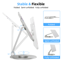 Support de tablette magnétique pliant à 180 degrés vers le haut et vers le bas Support en métal rotatif à 360 degrés pour iPad Pro 11 et 12.9 pouces