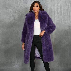 Cappotto in pelliccia sintetica lungo taglie forti <span class=keywords><strong>da</strong></span> donna OEM tipo sciolto con colletto <span class=keywords><strong>da</strong></span> bavero in lana e <span class=keywords><strong>volpe</strong></span> con Design disponibile S-3XL - Product Image 5
