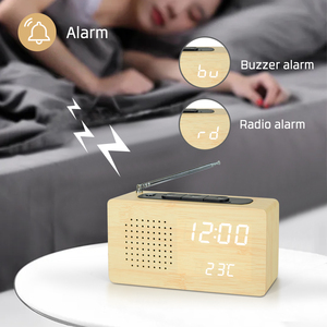 Evertop ET525 Modèle classique <span class=keywords><strong>Radio</strong></span> FM en <span class=keywords><strong>bois</strong></span> 3 alarmes Température Multifonction Table numérique Horloge LED - Product Image 5