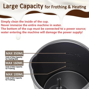 Espumador <span class=keywords><strong>de</strong></span> Leche Eléctrico <span class=keywords><strong>de</strong></span> Acero Inoxidable, Funcionamiento Silencioso, Interior Antiadherente, 11.84oz/350ml, para Café, Leche Caliente, Espumador 4 en 1 para Espuma Fría/Caliente - Product Image 4