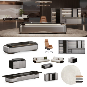 Mobilier de <span class=keywords><strong>Bureau</strong></span> Modulable <span class=keywords><strong>Design</strong></span> Moderne Luxe, <span class=keywords><strong>Bureau</strong></span> de Direction Noir Forme Ceol, Chaise et <span class=keywords><strong>Table</strong></span> de <span class=keywords><strong>Bureau</strong></span> Esthétiques en Bois - Product Image 3
