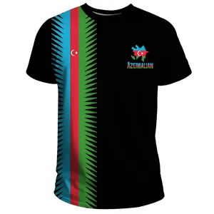 Personalized Azerbaijan Polyester Men's T-shirts Azerbaijani United Flag Printing Black Plus Size Men's Shirts Clothing Factory
