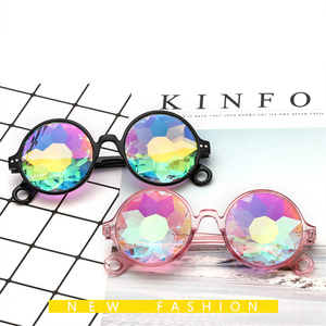 <span class=keywords><strong>Lunettes</strong></span> de soleil rondes kaléidoscopiques pour hommes et femmes, <span class=keywords><strong>lunettes</strong></span> de fête psychédéliques à prisme diffracté, <span class=keywords><strong>lunettes</strong></span> EDM pour femmes - Product Image 4