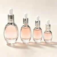 Flacon compte-gouttes en verre transparent personnalisé de 5 ml, 10 ml, 15 ml, 20 ml, 30 ml pour huile essentielle, flacon vide pour sérum mince
