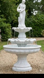 3 Tier White Marble Water Fountain <b>Stone</b> Garden Feature for Outdoor Patio Decor <b>Landscape</b> Courtyard and Luxury Home Display - Product Image 3