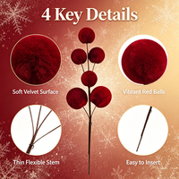 Weihnachtliche Schaumstoffbälle, 6 Pom-Pom-Bälle, Künstliche Blumenstiele 30cm, Umweltfreundliche Langlebige Weihnachtsbaum-Kranz-Vase Geschenkdekoration