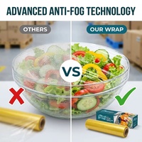 Film étirable transparent en PVC souple de qualité alimentaire OEM/ODM personnalisé, anti-buée, 500M 1000M 300M pour snacks, sandwichs, pains