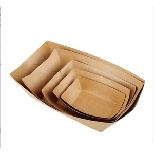 Caja de embalaje de papel Kraft de cartón para llevar Barco de patatas fritas para patatas fritas Perros calientes - Product Image 2