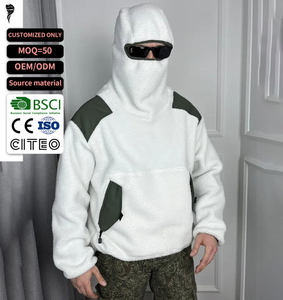 Fabricantes de sudaderas con cierre personalizadas, sudaderas con capucha de forro polar Sherpa estilo ninja y pasamontañas. - Product Image 1