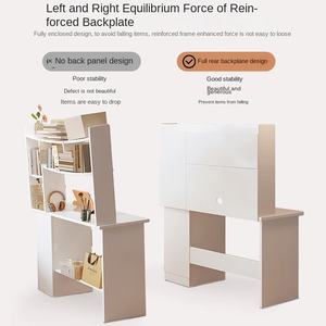 Coiffeuse Lumineuse 2-en-1 Moderne avec Étagère de Rangement et Bureau Informatique Simple <span class=keywords><strong>pour</strong></span> Chambre Fille ou Salon - Product Image 4