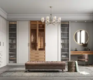 Diseño moderno para el dormitorio de la casa, armarios de dos piezas, cajones deslizantes con bisagras, armarios modulares incluidos