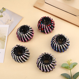 Cross-border New Ball Head <strong>Hair</strong> Coiling Device Telescopic <strong>Bird</strong> <strong>Nest</strong> Diamond <strong>Hair</strong> Claw <strong>Clip</strong> for Women - Product Image 1