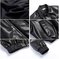 Veste bomber varsity en cuir noir pour homme, grande taille, avec logo brodé personnalisé, haute qualité, nouvelle collection.
