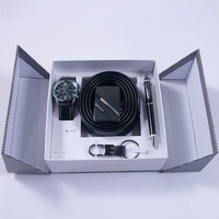 Ensemble de montres à quartz pour homme avec logo personnalisé HBC, lunettes de soleil, ceinture, portefeuille - Emballage de luxe multifonctionnel pour cadeaux d'affaires