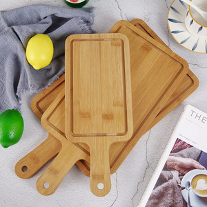 Plateau de service en bambou Ganbang 32x13cm avec poignée pour pizza, steak, pain, gâteau, cuisson, plat de style occidental - Product Image 3