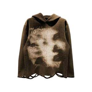 Veste à capuche OEM personnalisée pour hommes déchiré à l'ourlet brut Veste en coton polaire taille américaine sérigraphie lâche délavé à l'acide Sweat à capuche pour hommes à ourlet brut - Product Image 2