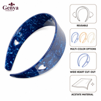 Serre-têtes Genya colorés en acétate à motif cœur évidé pour femmes, bandeaux larges antidérapants, accessoires capillaires épais