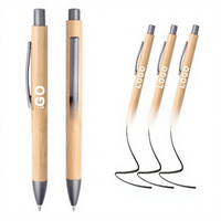 Stylo bille à clic en bambou 041, gris anthracite, pointe 1,0 mm, encre noire, prise en main confortable, directement de l'usine