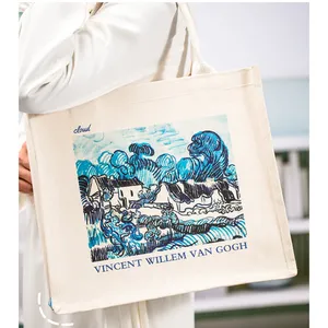 Eco-friendly Shoulder tote bags with bottom and sides UV printing Laminated canvas with built-in waterproof layer