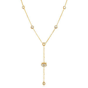 Collana J&D Jewelry con Ciondolo a Forma di Occhio Malvagio in Acciaio Inossidabile Placcato Oro 18K e Zirconia Cubica per Donne - Product Image 1