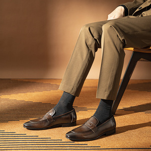 2026 <b>Top</b> Casual Leather Shoes British Style Genuine Leather Driving Shoes Business Formal Daily Men's Footwear - Product Image 2