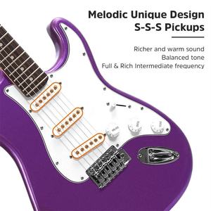 Huasheng 39 İnç Tam Boy Başlangıç Seviyesi Müzik Aleti Elektrik Gitar Seti 25 Watt Amfi ile Metalik Mor - Product Image 3