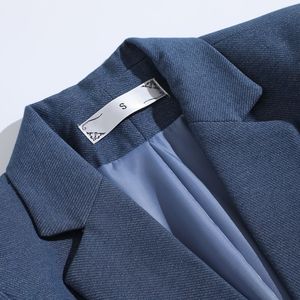 Blue Women's Blazer Slim Fit Solid Color Viscose Fiber Suit Jacket Spring Autumn Professional Wear - Product Image 4