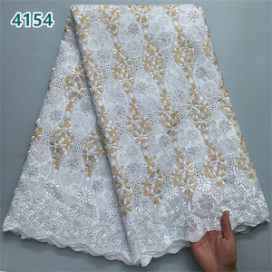 Di alta qualità africano ricamo tessuto di cotone con cristalli all'ingrosso svizzero Voile pizzo per le donne abiti da festa 4154 da cucire - Product Image 3