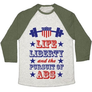 Life, Liberty, and the Pursuit of Abs Unisex Tri-Blend <b>Baseball</b> <b>Tee</b> - Product Image 5