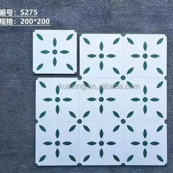 Non-slip 200*200MM parede azulejo quadrado piso fosco padrão cerâmica decorar azulejo para casa cozinha