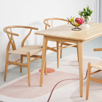 Table à manger en bois massif de grain naturel pour la cuisine