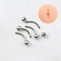 Anneau de nombril en acier inoxydable style punk, accessoires de piercing corporel, clou de nombril à boule, barre courbée, perle en acier filetée