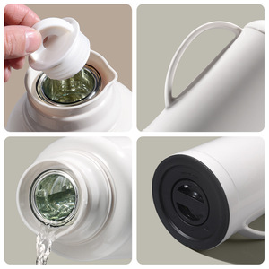 Thermos Insulated Water Bottle Glass Inner Liner Round Shape Home Use Single Pot - Product Image 2