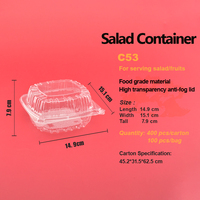 Boîte alimentaire jetable en PET transparent personnalisable en usine C53, barquette en plastique avec couvercle pour hamburger
