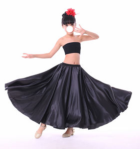 Gonna in Raso a 720 Gradi per Danza del Ventre, Gonna Lunga da Gipsy per Ragazze, Abbigliamento per Pratica di Danza, Viola, Rosso, Nero, Gonna per Performance e Allenamento - Product Image 3