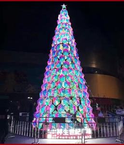 Özelleştirilmiş 20ft 30ft 40ft dev açık dekoratif su geçirmez noel yapay top ağacı LED ışıklı noel kulesi - Product Image 6