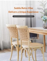Chaise de salle à manger en rotin rétro, minimaliste, en bois massif, avec corde tressée à la main, idéale pour les salles à manger à domicile et les hôtels