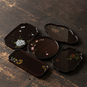 Chinese retro style bamboo tea tray, <b>teapot</b> holder, Kung Fu tea <b>set</b> accessories, household tea snack plate, dried fruit plate - Product Image 3