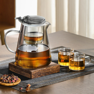 Thiết kế mới vuông kính ấm trà với Infuser lọc xử lý ấm trà thủy tinh tách trà tách nước lọc Ấm đun nước kháng - Product Image 5