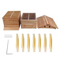 Set Completo de 7 Piezas de Colmena de Abejas Autofluyente para Apicultura, Caja de Colmena y Marcos de Miel en Madera de Abeto Chino