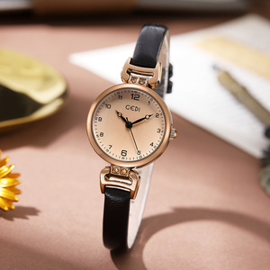 Reloj Elegante para Mujer en Oro Rosa con Correa de Cuero Marrón, Hebilla de Cristal, Esfera con Diseño de Rayos de Sol, Reloj de Pulsera de Cuarzo - Product Image 3