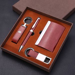 Ensemble USB en cuir, porte-cartes de visite, porte-clés, produit de bureau promotionnel imprimé par transfert thermique pour cadeaux de bienvenue d'entreprise - Product Image 1