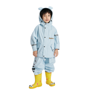 Completo Impermeabile per Bambini in Due Pezzi con Cappuccio, Giacca Antivento in PU e Pantaloni con Pettorina, <span class=keywords><strong>Set</strong></span> Impermeabile per Bambini - Product Image 6